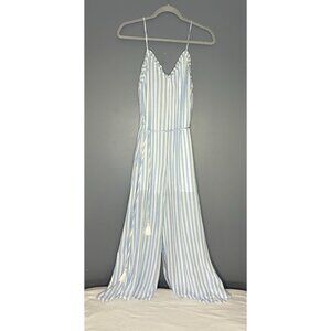 Day+Moon Milla & Ella Romper Jumpsuit M Blue White Light Flowy Festival Wide Leg